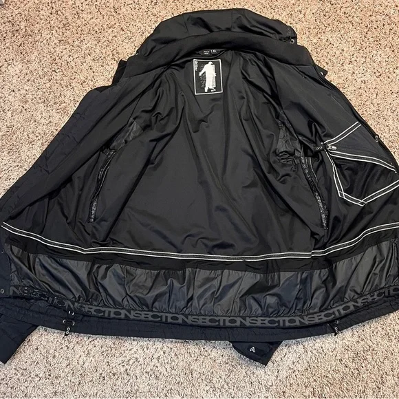 Section Vintage MFM Snowboard Coat Jacket With Hood Rare Black XL - Picture 3 of 16